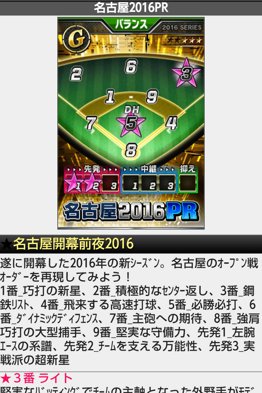 モバプロオーダー 名古屋16pr 中日ドラゴンズ16年オープン戦オーダー 攻略 モバプロsp攻略ブログ